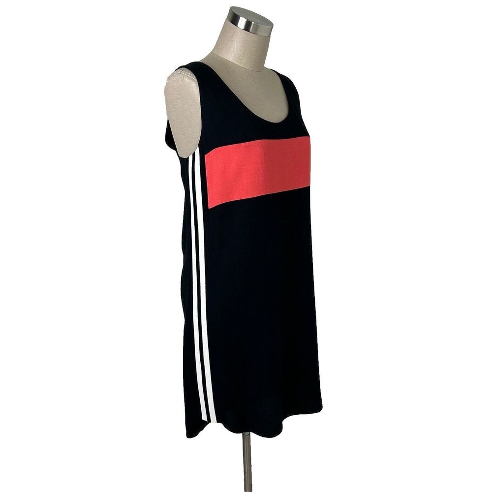 Rebecca Minkoff Black Pink Sleeveless White Striped Sides Short Tank Dress Sz 6 - Picture 5 of 14